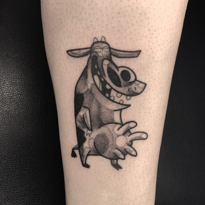 Childhood tv show Cow and Chicken tattoo